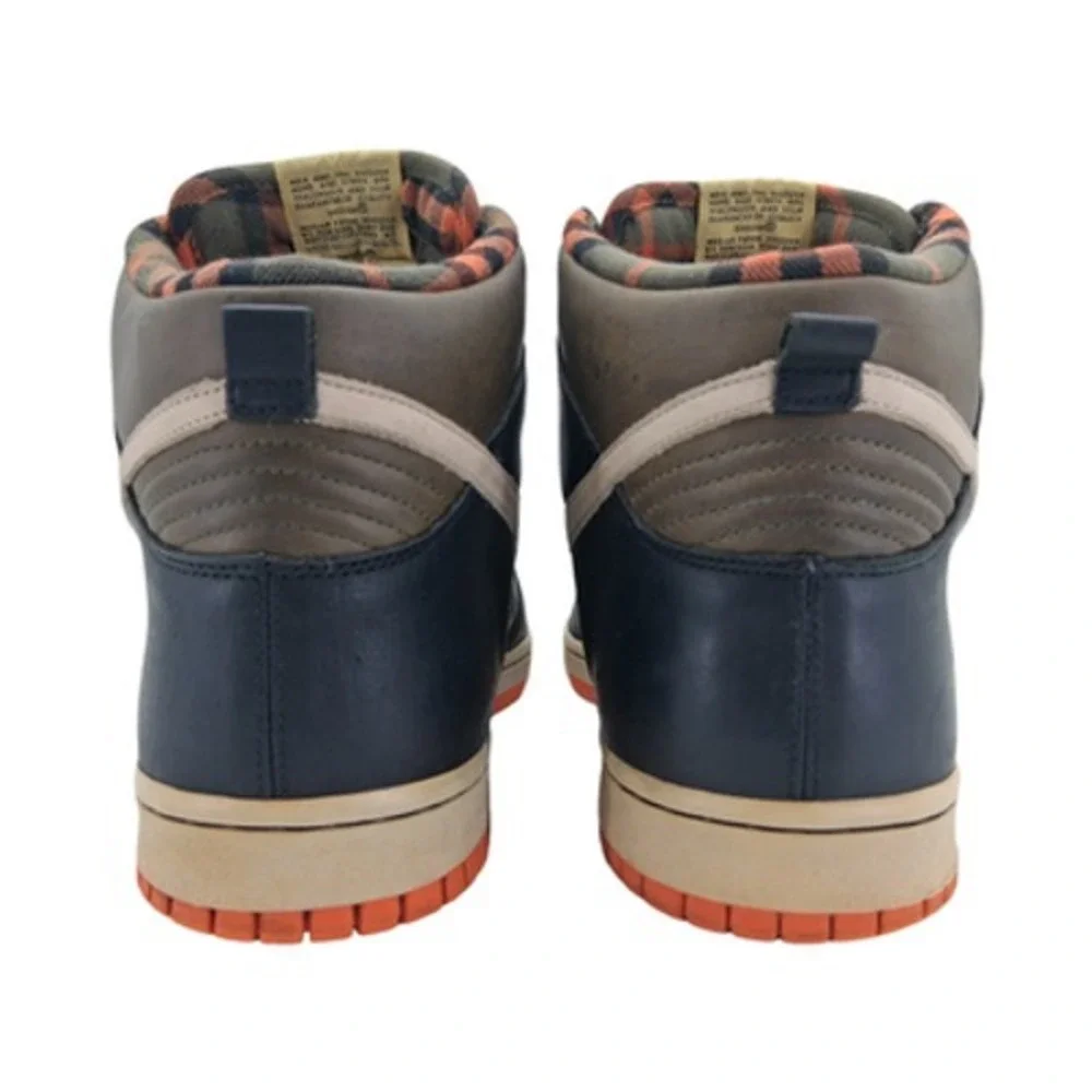 Nike Dunk High Shoes Mens 12 Dark Green Black Plaid Leather Sneakers 314345-321